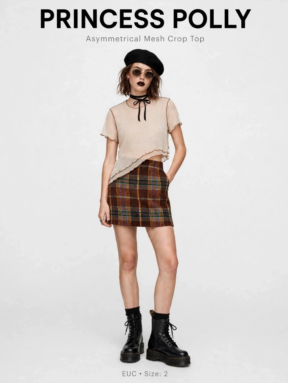 Princess Polly Asymmetrical Mesh Crop Top